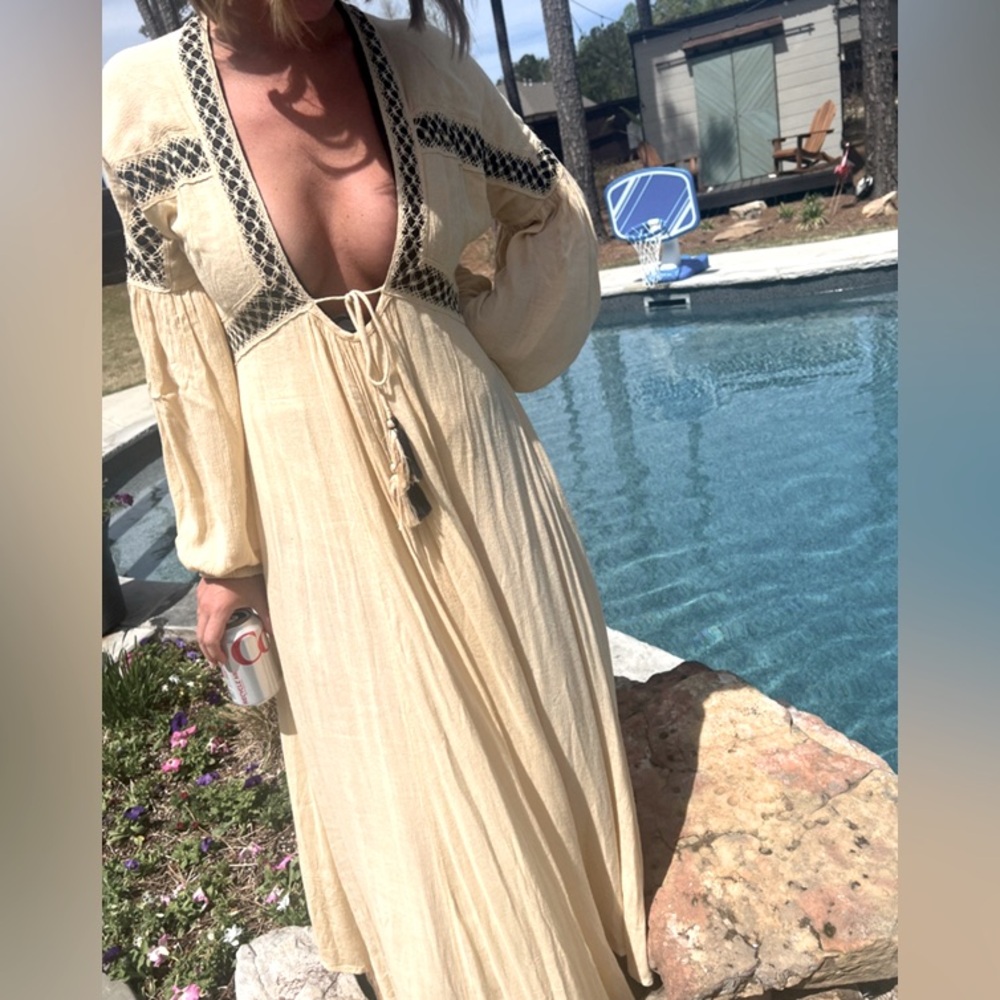 Anthropologie Raga Montana Plunge Maxi Dress NWT Sz M MSRP $145